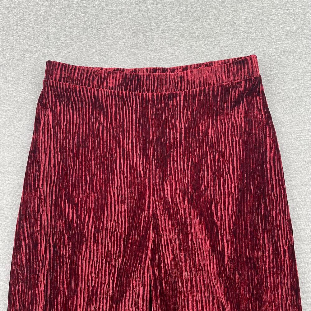 Naked Wardrobe Velvet Wide-Leg Pants Womens M Red Plush Whimsigoth Glam Pull-On - Picture 8 of 11
